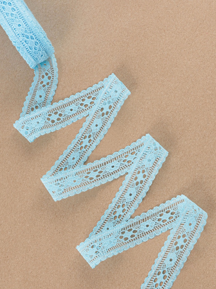 Кружево капроновое, 22 мм, 10±1 м, цвет голубой