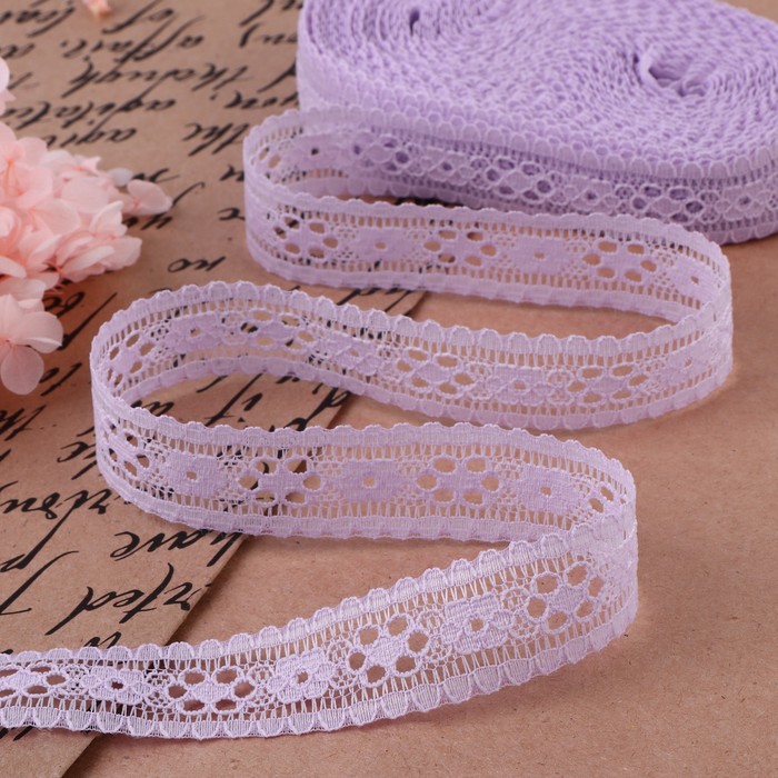 Кружево капроновое, 22 мм, 10±1 м, цвет сиреневый