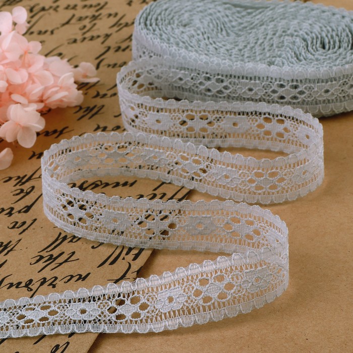 Кружево капроновое, 22 мм, 10±1 м, цвет серый