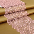 Кружевная эластичная ткань, 190 мм × 2,7 ± 0,5 м, цвет розово-бежевый - фото 320730085