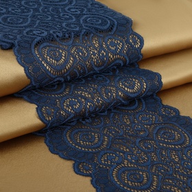 Кружевная эластичная ткань, 180 мм × 2,7 ± 0,5 м, цвет синий