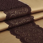 Кружевная эластичная ткань, 180 мм × 2,7 ± 0,5 м, цвет шоколадный - фото 7879576