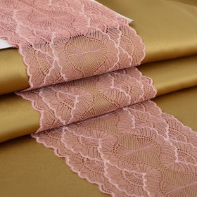 Кружевная эластичная ткань, 180 мм × 2,7 ± 0,5 м, цвет розово-бежевый