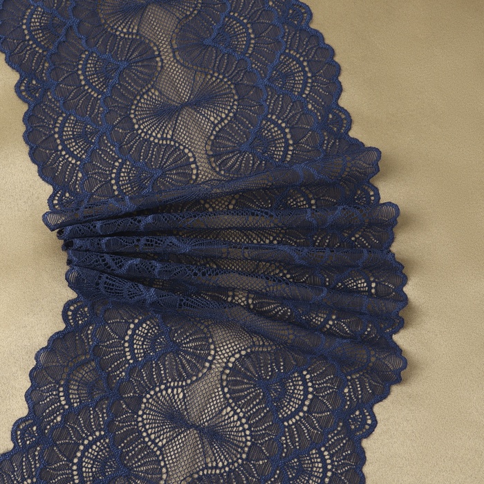 Кружевная эластичная ткань, 180 мм × 2,7 ± 0,5 м, цвет синий