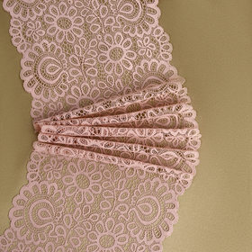 Кружевная эластичная ткань, 190 мм × 2,7 ± 0,5 м, цвет бежевый