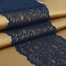 Кружевная эластичная ткань, 190 мм × 2,7 ± 0,5 м, цвет синий