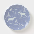 Тарелка фарфоровая «Зимний лес», d=20 см, цвет синий - фото 8382975