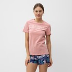 Комплект домашний женский (футболка,шорты), цвет розовый, размер 44 - фото 25298182