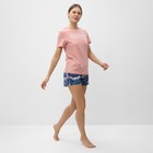 Комплект домашний женский (футболка,шорты), цвет розовый, размер 44 - Фото 2