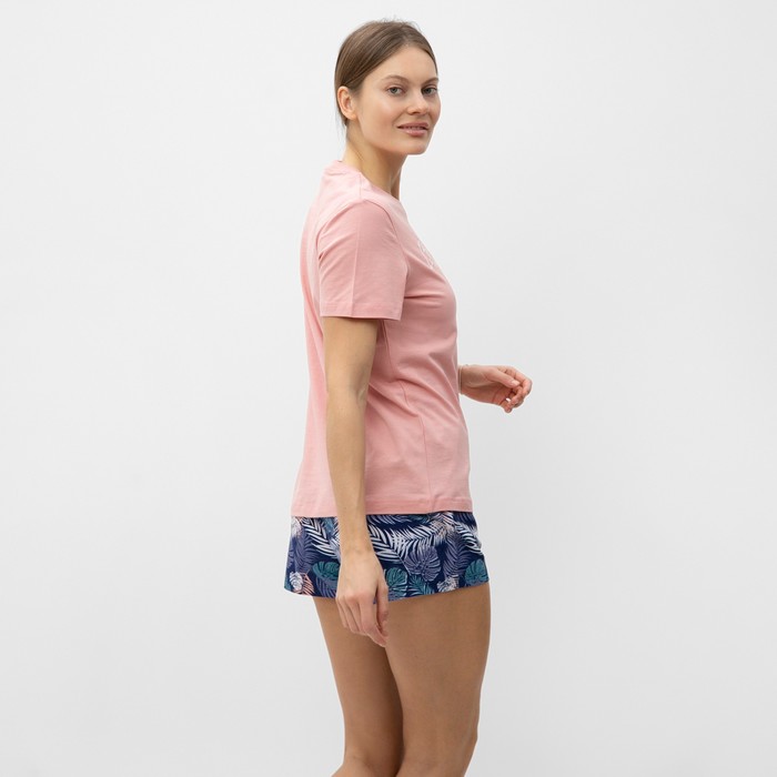 Комплект домашний женский (футболка,шорты), цвет розовый, размер 44 - фото 1909400055