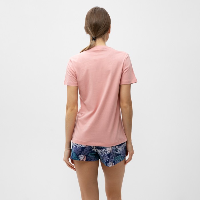 Комплект домашний женский (футболка,шорты), цвет розовый, размер 44 - фото 1909400056