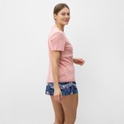 Комплект домашний женский (футболка,шорты), цвет розовый, размер 46 - Фото 4