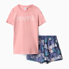 Комплект домашний женский (футболка,шорты), цвет розовый, размер 46 - Фото 6