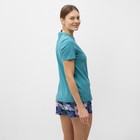 Комплект домашний женский (футболка,шорты), цвет бирюзовый, размер 44 - Фото 3