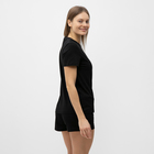 Комплект домашний женский (футболка,шорты), цвет черный, размер 44 - Фото 3