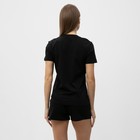 Комплект домашний женский (футболка,шорты), цвет черный, размер 44 - Фото 4