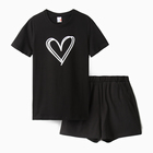 Комплект домашний женский (футболка,шорты), цвет черный, размер 44 - Фото 5