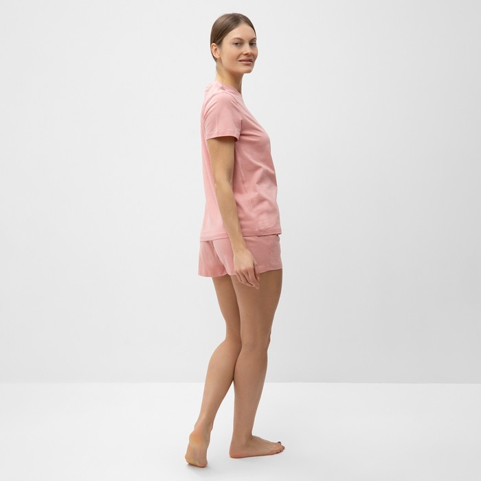 Комплект домашний женский (футболка,шорты), цвет розовый, размер 44 - фото 1909400103