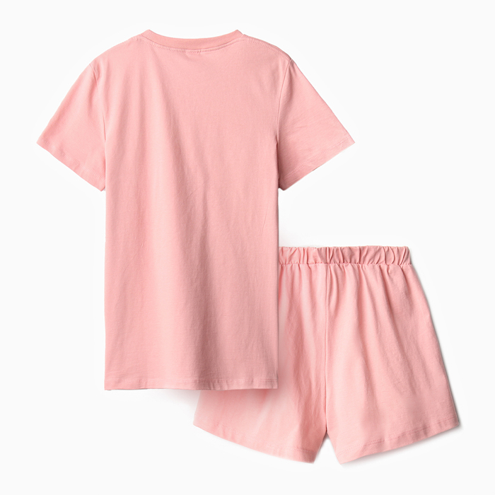 Комплект домашний женский (футболка,шорты), цвет розовый, размер 44 - фото 1909400111