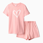 Комплект домашний женский (футболка,шорты), цвет розовый, размер 44 - Фото 6
