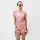 Комплект домашний женский (футболка,шорты), цвет розовый, размер 52 - Фото 1