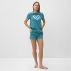 Комплект домашний женский (футболка,шорты), цвет бирюзовый, размер 44 - Фото 2