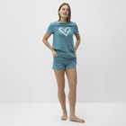 Комплект домашний женский (футболка,шорты), цвет бирюзовый, размер 46 - фото 23513956