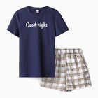 Комплект домашний женский (футболка,шорты), цвет темно-синий, размер 48 - фото 23513986