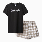 Комплект домашний женский (футболка,шорты), цвет черный, размер 48 - фото 23514005