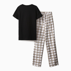 Комплект домашний женский (футболка,брюки), цвет черный, размер 46 - фото 23605704