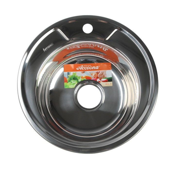 УЦЕНКА Мойка кухонная Accoona AB4545, врезная, толщина 0.6 мм, 450×165 мм, глянец - Фото 1