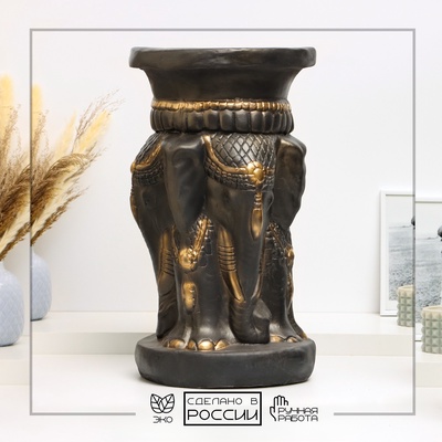 Фигура - подставка "Три слона" 28х28х50см, черное золото