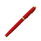 Ручка подарочная перьевая футляре из искуственной кожи Calligrata, корупс красный металлический с золотыми вставками - фото 7879927