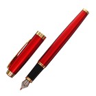 Ручка подарочная перьевая футляре из искуственной кожи Calligrata, корупс красный металлический с золотыми вставками - фото 7879928