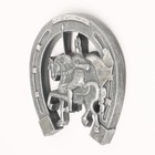 Подвесной декор "Подкова Георгий Победоносец" сталь с посеребрением, 15х17см - фото 23282431