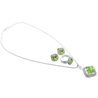 Гарнитур 3 предмета: серьги, кулон, кольцо безразмерное "Ромб" цвет светло-зеленый, 45см - Фото 2