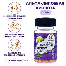 Альфа-липоевая кислота Slim, жиросжигатель, 60 капсул по 400 мг 10101169