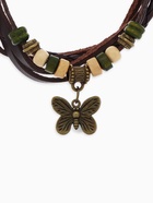 Браслет кожа «Бабочка малая» хиппи, коричневый, L=22.5 см - Фото 2