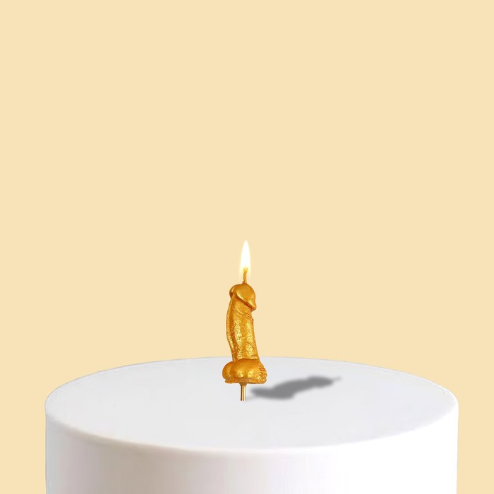Свеча в торт 18+, золотая, 2 х 4,5 см - Фото 1
