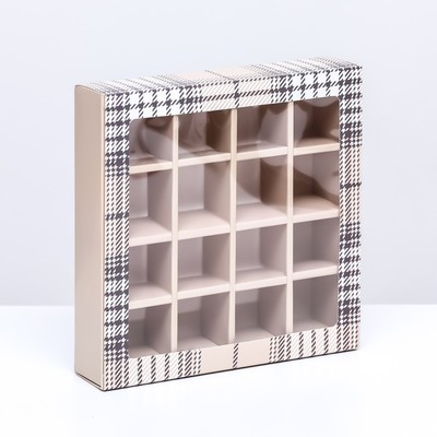 Коробка для 16 конфет, «Мужской» 17.7×17.7×3.8 см