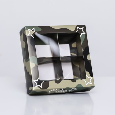 Коробка для 4 конфеты, «Камуфляж» 12.6×12.6×3.5 см