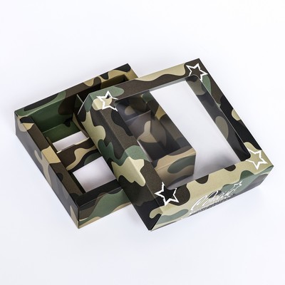 Коробка под 4 конфеты, «Камуфляж» 10.4×10.4×3.5 см