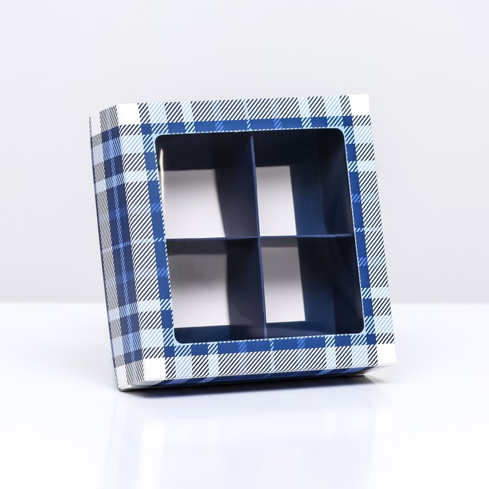 Коробка для 4 конфеты, «Мужской» 12.6×12.6×3.5 см