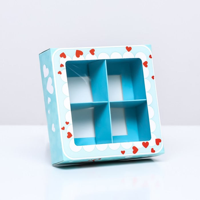 Коробка для 4 конфеты «8 марта» 12.6×12.6×3.5 см