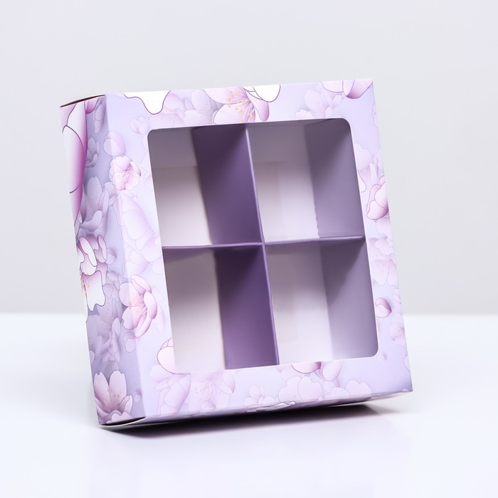 Коробка для 4 конфеты, «Вдохновение» 12.6×12.6×3.5 см