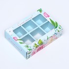 Коробка для конфет 6 шт., «Розовые розы» 13.7×9.8×3.9 - Фото 3