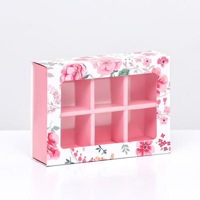 Коробка для 6 конфет «Тебе с любовью» 13.7×9.8×3.11. Кондитерская упаковка