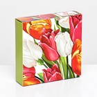 Коробка для 9 конфет с обечайкой, «8 марта» 13.8×13.8×3.8 см - Фото 2