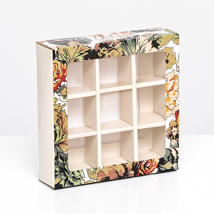 Коробка для 9 конфет с обечайкой, «Вдохновение» 13.8×13.8×3.8 см - Фото 1