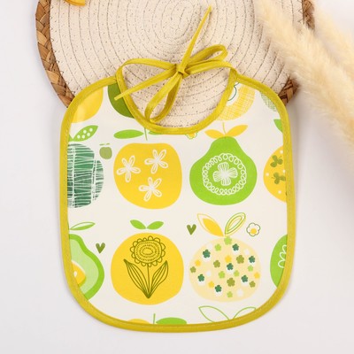 Нагрудник из нетканого полотна с ПВХ покрытием «Яблоки», зеленый, 20×22 см